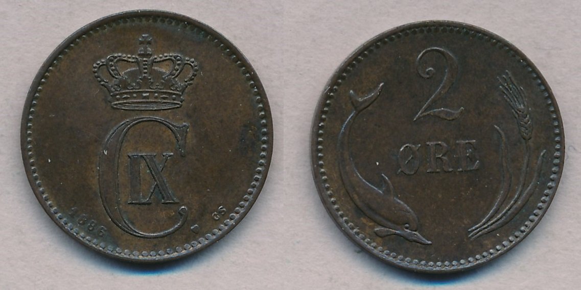 1886, 2 øre, 1++ - 2 øre 1874 - 1966 - samlerforum