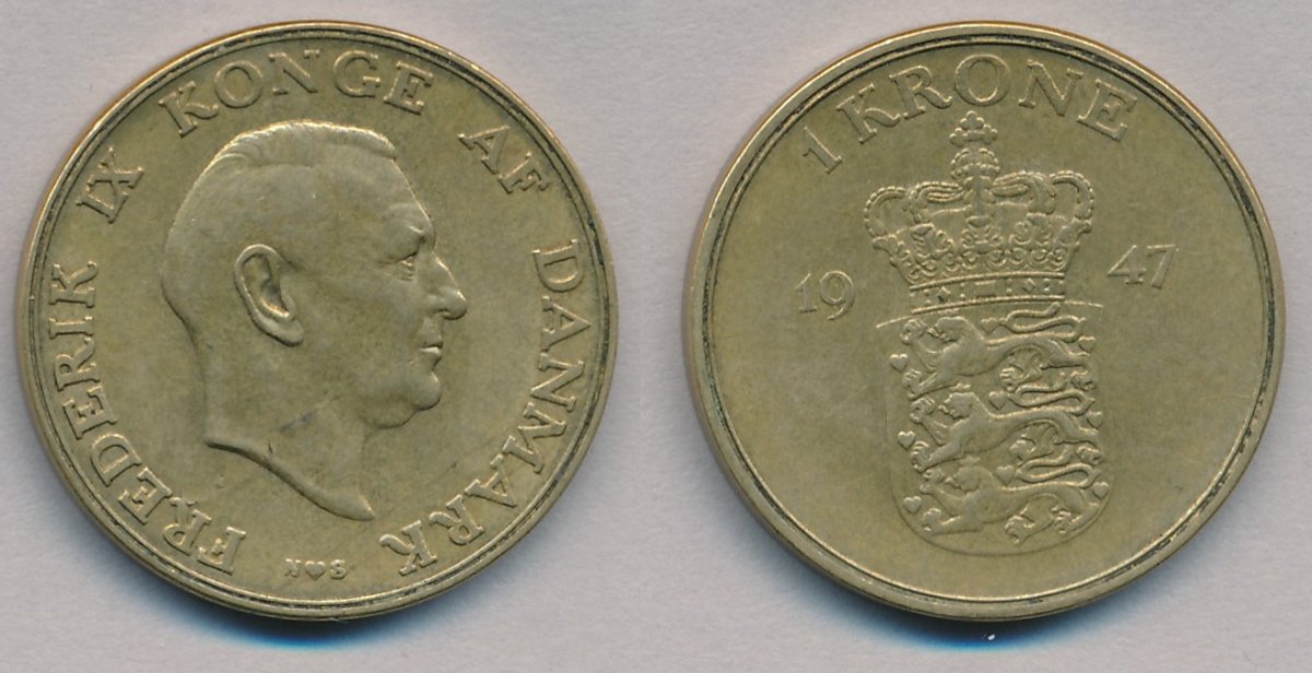 1947 Frederik IX 1 Krone 1 Gule 1 Kroner Samlerforum